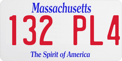 MA license plate 132PL4