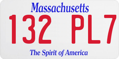 MA license plate 132PL7