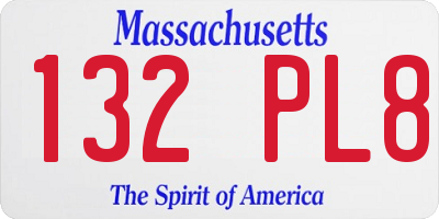 MA license plate 132PL8