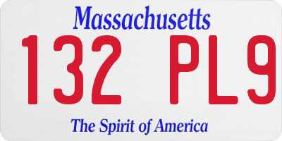 MA license plate 132PL9