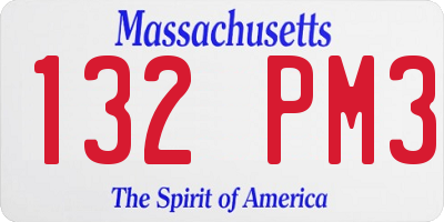 MA license plate 132PM3
