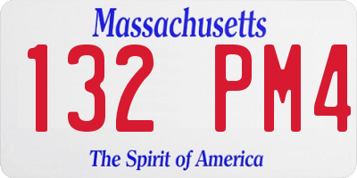 MA license plate 132PM4