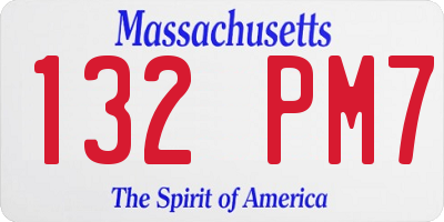 MA license plate 132PM7
