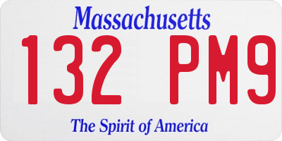 MA license plate 132PM9