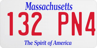 MA license plate 132PN4