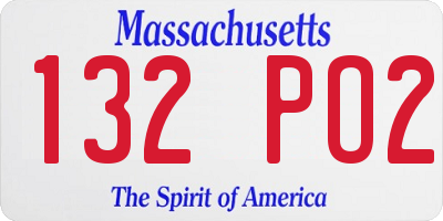 MA license plate 132PO2