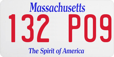 MA license plate 132PO9