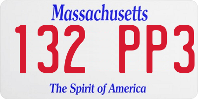MA license plate 132PP3