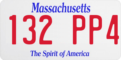MA license plate 132PP4