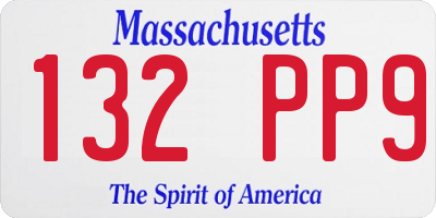 MA license plate 132PP9