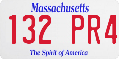 MA license plate 132PR4
