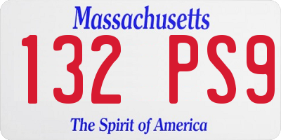MA license plate 132PS9