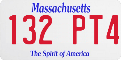 MA license plate 132PT4