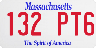 MA license plate 132PT6