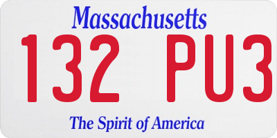 MA license plate 132PU3