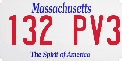 MA license plate 132PV3