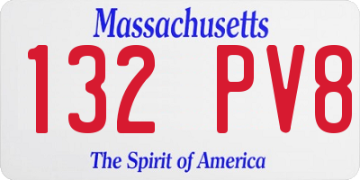 MA license plate 132PV8