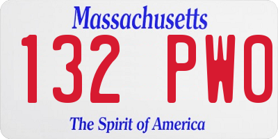 MA license plate 132PW0