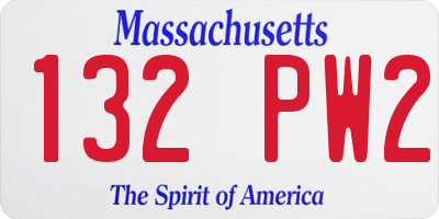 MA license plate 132PW2