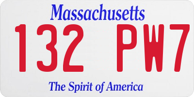 MA license plate 132PW7