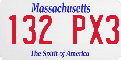 MA license plate 132PX3