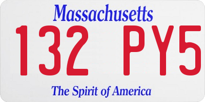 MA license plate 132PY5