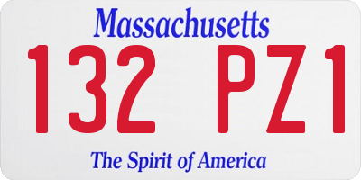 MA license plate 132PZ1