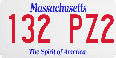 MA license plate 132PZ2