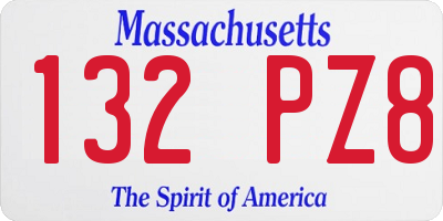MA license plate 132PZ8