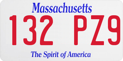 MA license plate 132PZ9