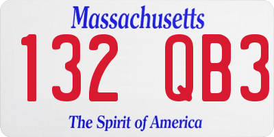 MA license plate 132QB3
