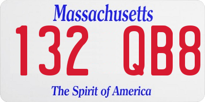 MA license plate 132QB8
