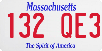 MA license plate 132QE3