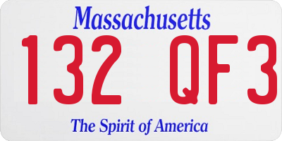 MA license plate 132QF3