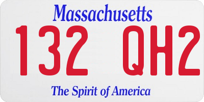 MA license plate 132QH2