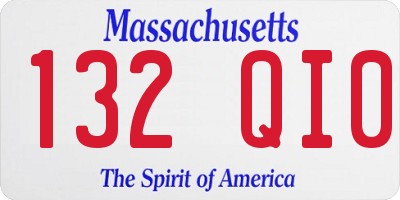 MA license plate 132QI0