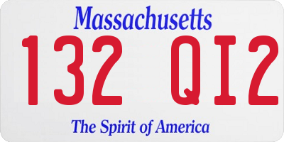MA license plate 132QI2