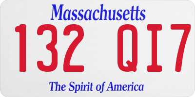 MA license plate 132QI7