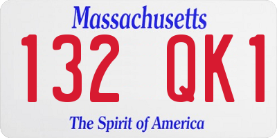 MA license plate 132QK1