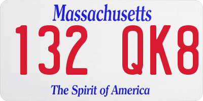MA license plate 132QK8