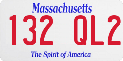 MA license plate 132QL2