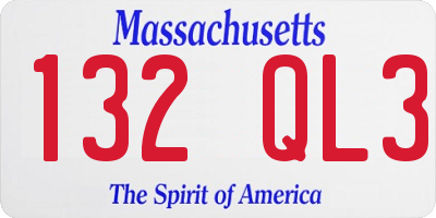 MA license plate 132QL3