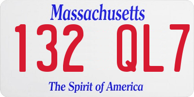 MA license plate 132QL7