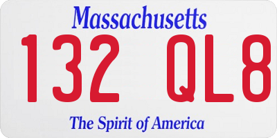 MA license plate 132QL8