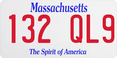 MA license plate 132QL9
