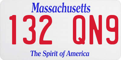 MA license plate 132QN9
