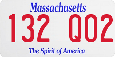 MA license plate 132QO2