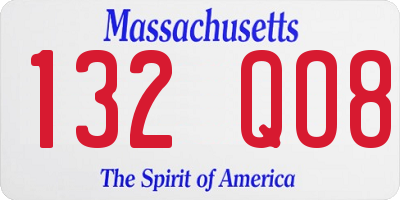 MA license plate 132QO8