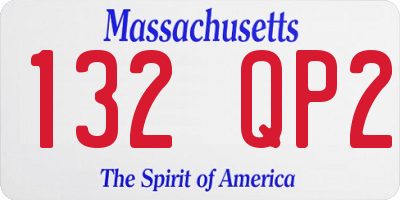 MA license plate 132QP2