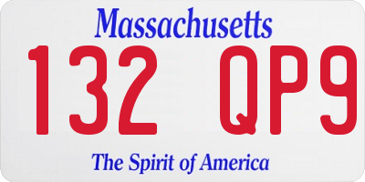 MA license plate 132QP9